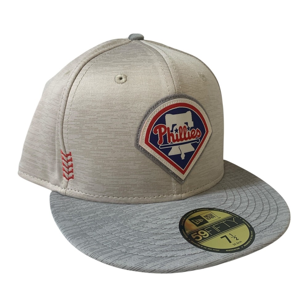 New Era Philadelphia Phillies 59FIFTY 2024 Stone Clubhouse Fitted Hat Size 7 1/2